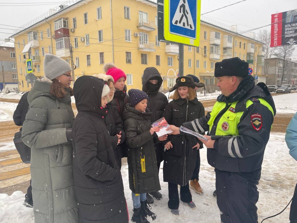 Инспекторы из Новомосковска наглядно показали школьникам правила перехода проезжей части